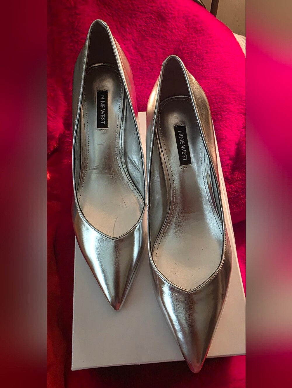 Nine West Silver Pointed Toe Pumps